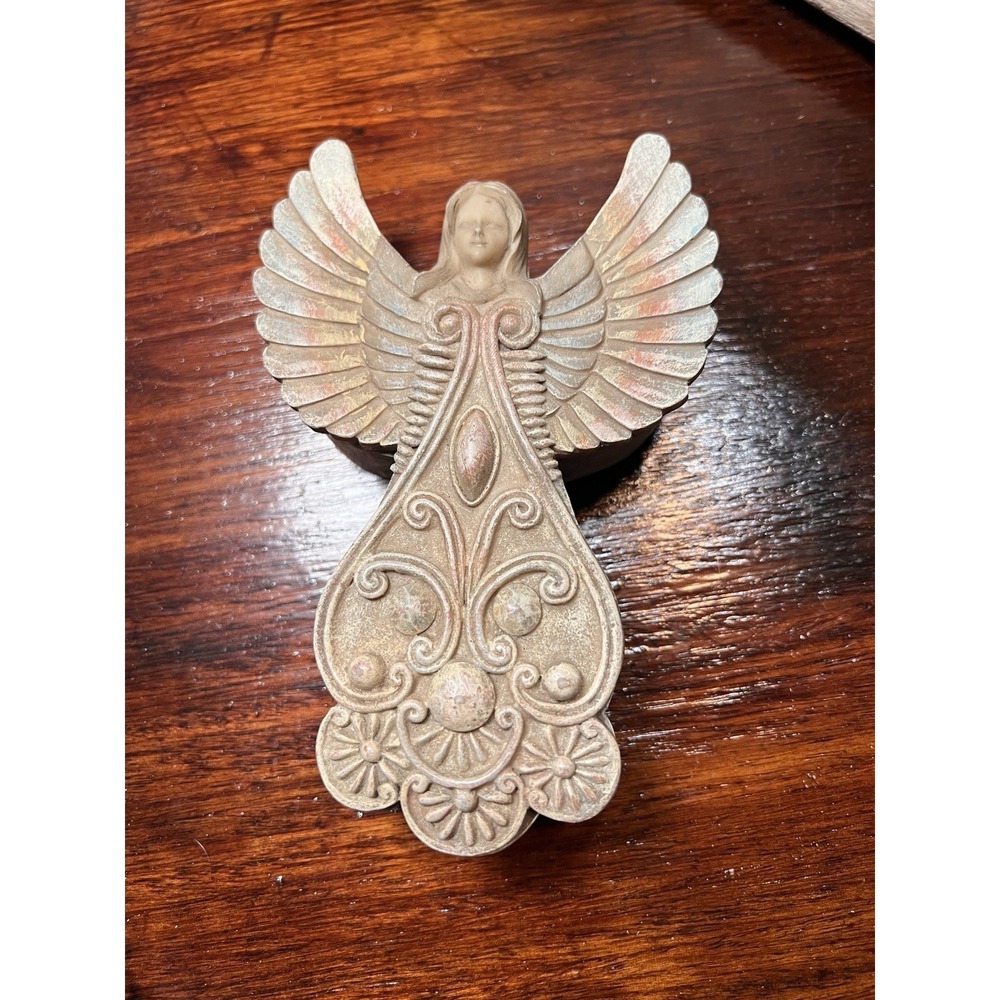Polystone Angel Trinket Box 6" x 4" x 1.5" Jewelry Box Decorative Religious